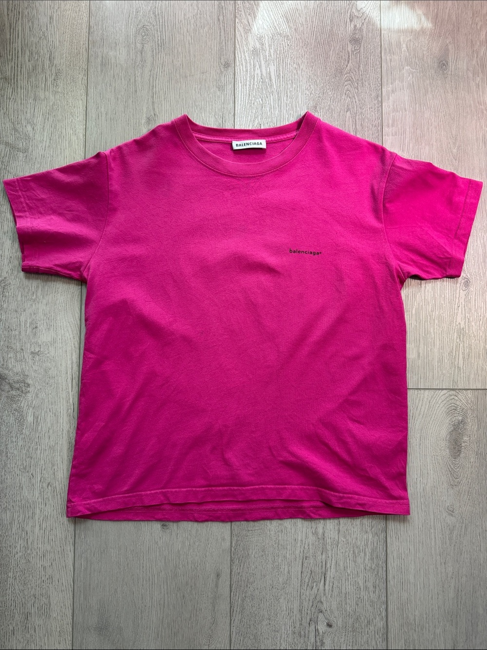 Balenciaga Hot Pink Logo Crew Tee